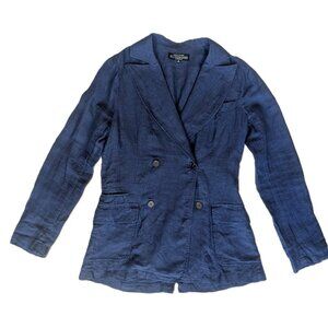 J.Peterman. Vintage 100% Linen Double-breasted Navy Blazer Jacket